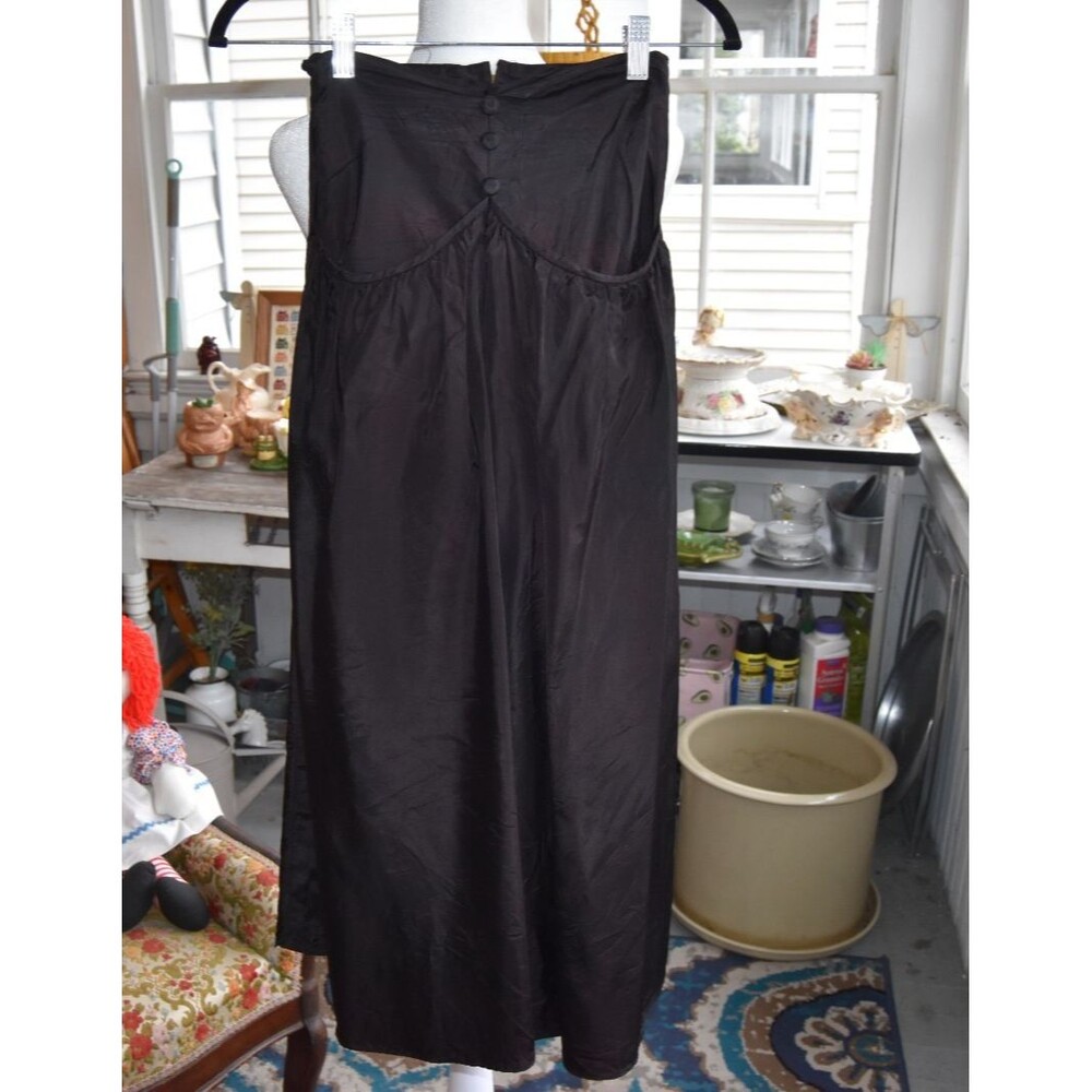 Vintage 1930s Half Slip Foundation Garment Rayon Pockets Button Black Size XS